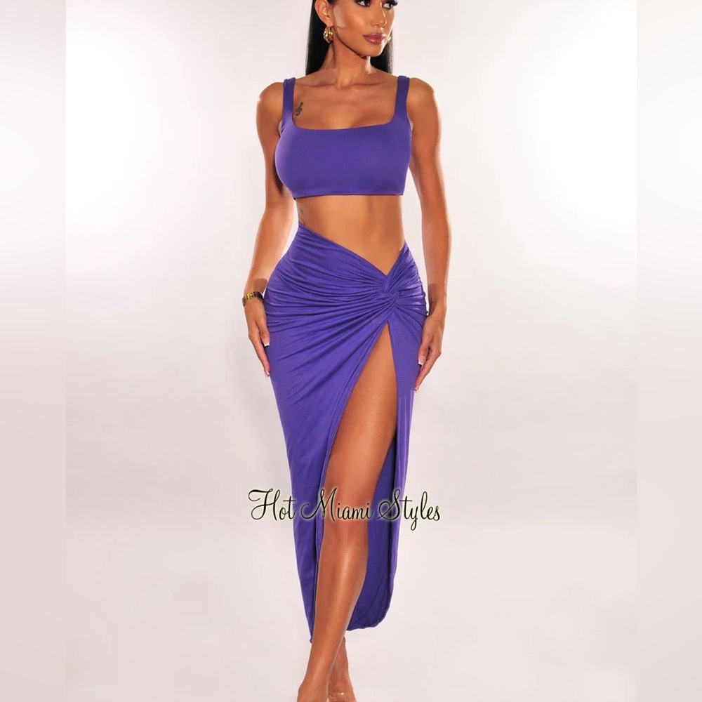 Hot Miami Styles Purple Two-Piece Dress